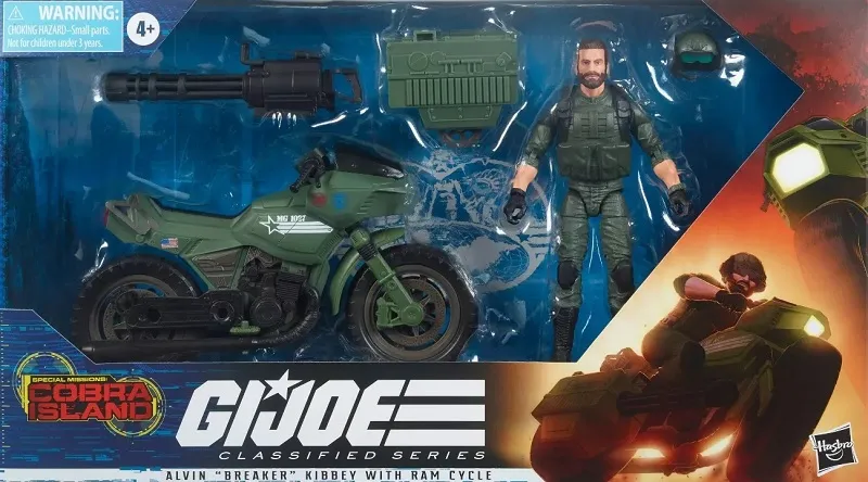 G.I. JOE CLASSIFIED SERIES ACTION FIGURE ALVIN BREAKER KIBBEY WITH RAM CYCLE 15 CM